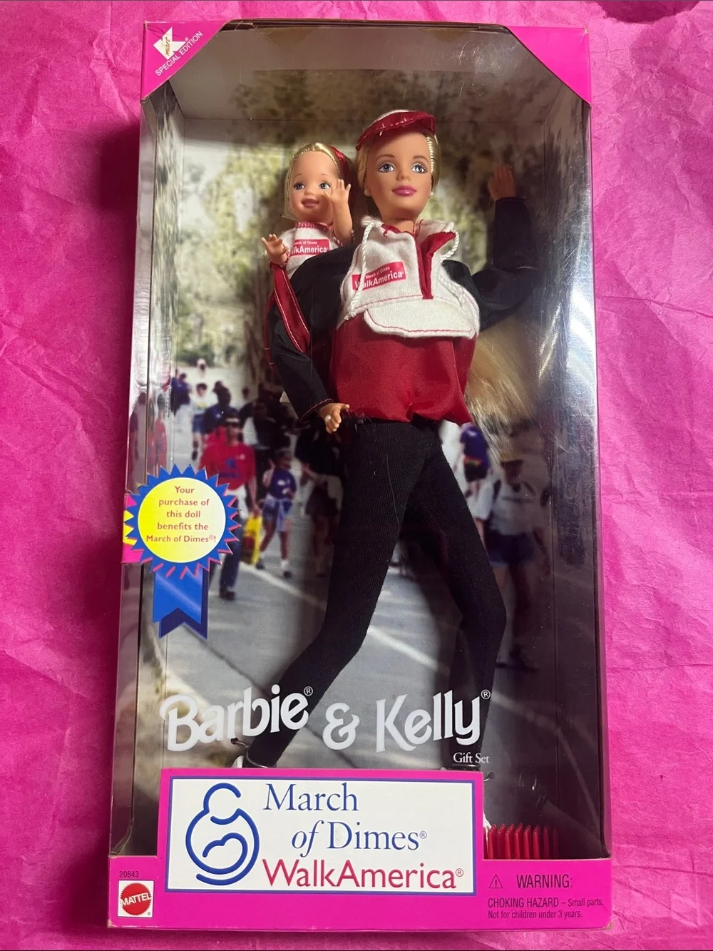 1998 Mattel Barbie and Kelly March of Dimes Walk America NRFB